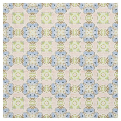 Pastel Green Pink Blue Cute Nouveau Mosaic Pattern Fabric