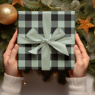 Pastel Green Plaid Christmas Wrapping Paper