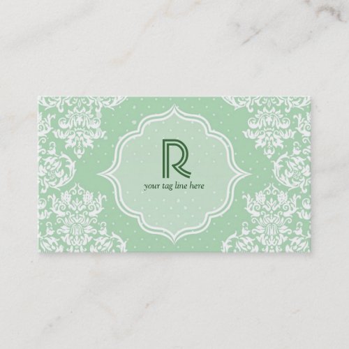 Pastel Green Polka Dot &amp; Floral-Elegant Template Business Card Templates
