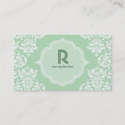 Customizable Pastel Green Polka Dot &amp; Floral-Elegant Template Business Card Templates
