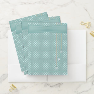 PASTEL GREEN POLKA DOTS AND RIBBON POCKET FOLDER