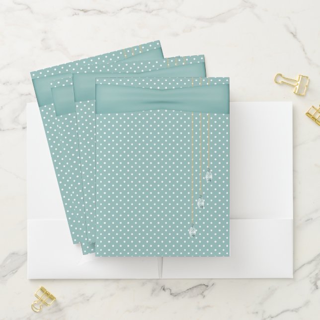 PASTEL GREEN POLKA DOTS AND RIBBON POCKET FOLDER (In Situ)