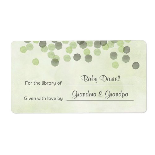 Pastel Green Polkadot Bookplate Label Sticker