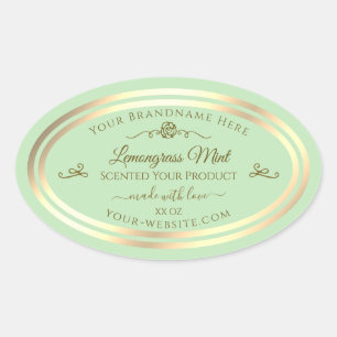 Pastel Green Product Label Gold Frame Vintage Rose