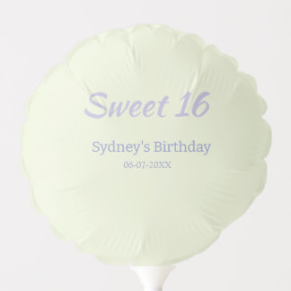 Pastel green purple sweet 16th birthday name bold balloon