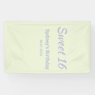 Pastel green purple sweet 16th birthday name bold banner