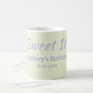 Pastel green purple sweet 16th birthday name bold coffee mug