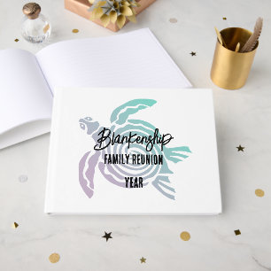 Pastel Green Purple Tribal Turtle Family Reunion Guest Book