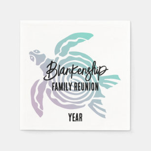 Pastel Green Purple Tribal Turtle Family Reunion Napkins
