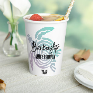 Pastel Green Purple Tribal Turtle Family Reunion Paper Cups