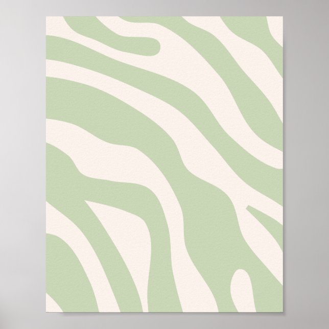 Pastel Green Retro Lines Pattern Poster (Front)