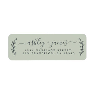 Pastel Green Script Return Address Label