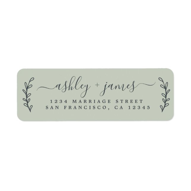 Pastel Green Script Return Address Label (Front)