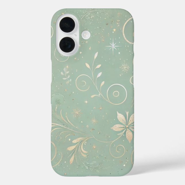 Pastel Green Shade Floral Motif Case-Mate iPhone Case (Back)