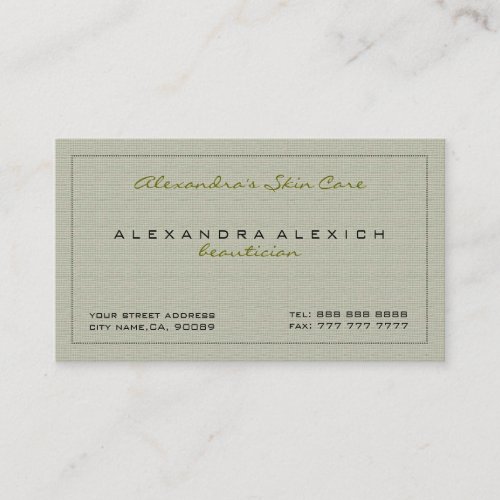 Pastel Green Simple Linen Texture Business Cards