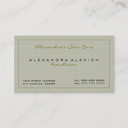 Customizable Pastel Green Simple Linen Texture Business Cards
