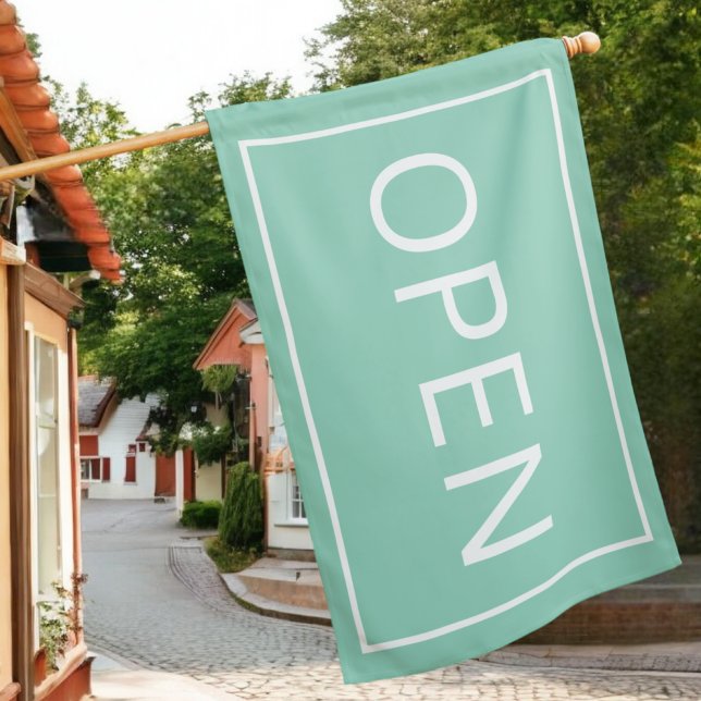 Pastel Green Small Business Open Sign Outdoor Flag (Creator Uploaded)