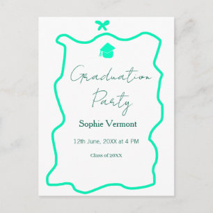 pastel green spanish border bow graduation party announcement postcard