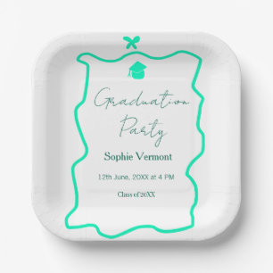 pastel green spanish border bow graduation party paper plates