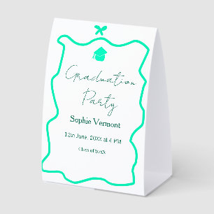pastel green spanish border bow graduation party paper table tent