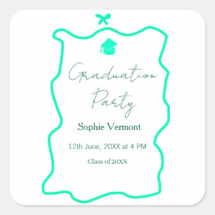 pastel green spanish border bow graduation party square sticker