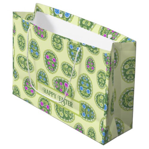 Pastel Green Spring and Traditional Easter Eggs  Large Gift Bag