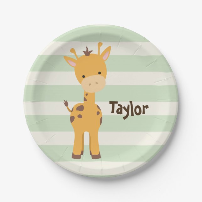 Pastel Green Stripes.jpg Paper Plates (Front)