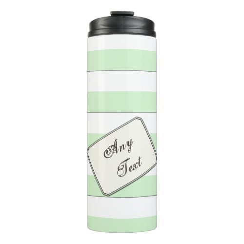 Pastel Green Stripes on any Color any Text Thermal Tumbler