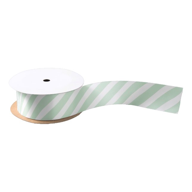 Pastel Green Stripes  Satin Ribbon (Spool)