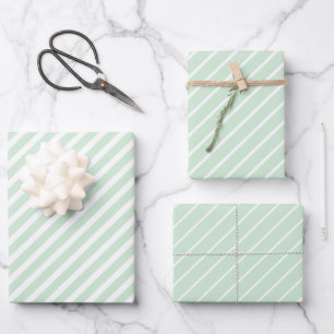 Pastel Green Stripes Wrapping Paper Sheets