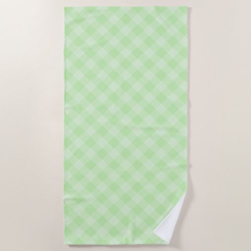 Pastel Green Tartan Beach Towel