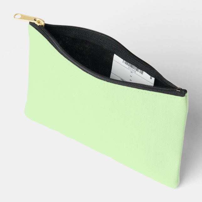 Pastel Green Tea Leaf Solid Color Accessory Pouch (Open)