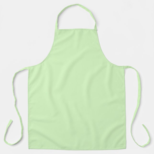 Pastel Green Tea Leaf Solid Color Apron (Front)