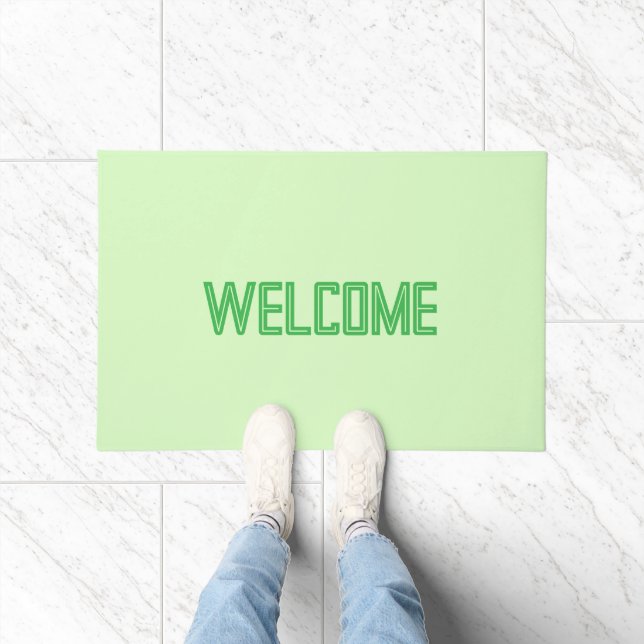Pastel Green Tea Leaf Solid Color Doormat (Indoor)