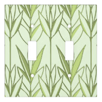 Pastel Green Tropical Foliage Nature Deco Pattern Light Switch Cover