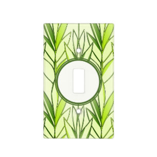 Pastel Green Tropical Foliage Nature Deco Pattern Light Switch Cover