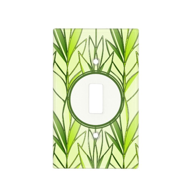  Pastel Green Tropical Foliage Nature Deco Pattern Light Switch Cover (Front)