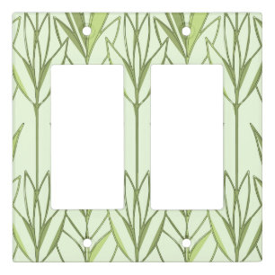 Pastel Green Tropical Foliage Nature Deco Pattern Light Switch Cover