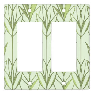  Pastel Green Tropical Foliage Nature Deco Pattern Light Switch Cover