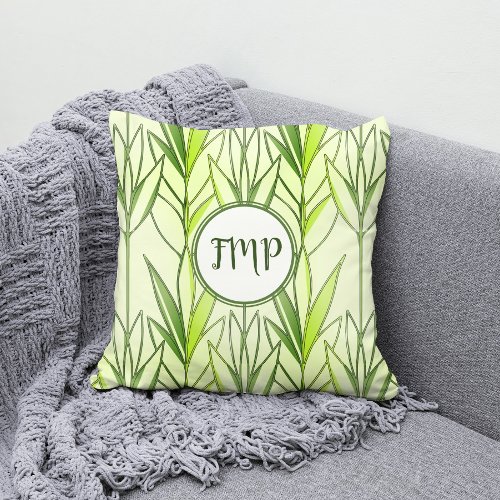  Pastel Green Tropical Foliage Nature Deco Pattern Throw Pillow