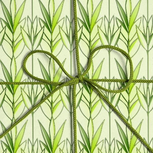  Pastel Green Tropical Foliage Nature Deco Pattern Wrapping Paper