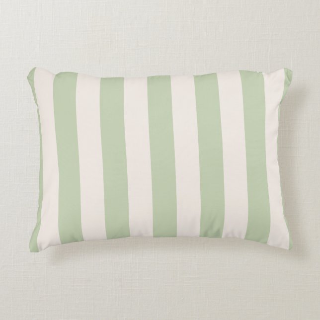 Pastel Green Vertical Stripes Accent Pillow (Front)