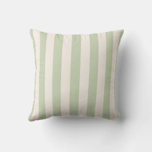 Pastel Green Vertical Stripes Throw Pillow