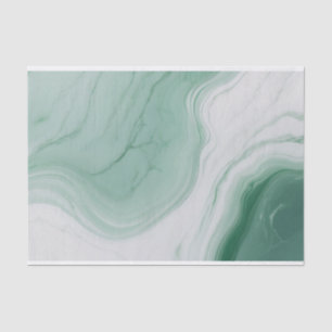 Pastel Green, White Abstract Marble Pattern Tissue Paper