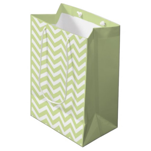 Pastel Green  White Chevron Wedding Birthday Medium Gift Bag