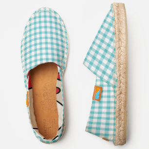 Pastel Green & White Gingham Plaid Checker Pattern Espadrilles