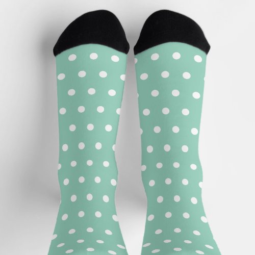 Pastel Green White Polka Dots Socks