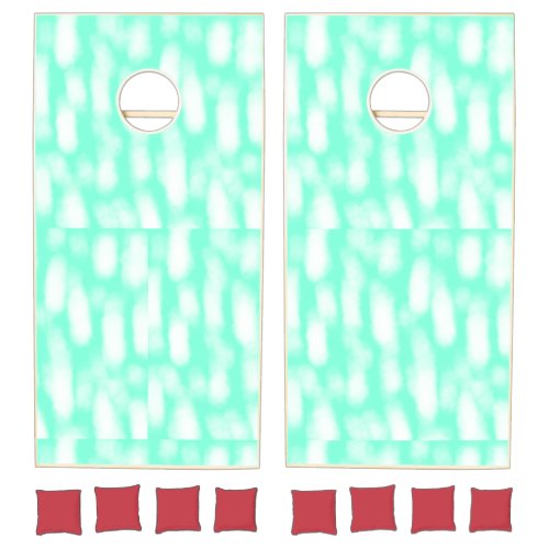 Pastel green white watercolor stripes abstract pat cornhole set