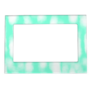 Pastel green white watercolor stripes abstract pat magnetic frame