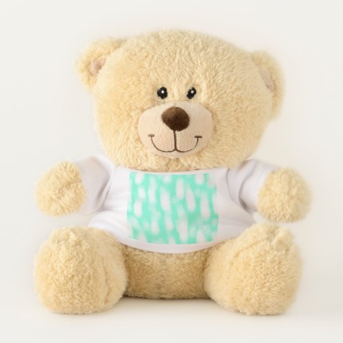 Pastel green white watercolor stripes abstract pat teddy bear